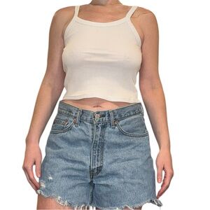 Weekday White Ribbed Crop Tank